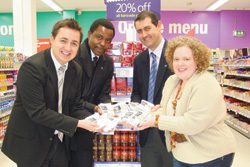 National Association of Smallholder Farmers CEO Dyborn Chibonga, second from left, with supermarket executives in the United Kingdom.