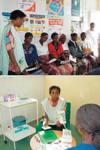 Photo: Young women waiting to be seen at a voluntary counseling and testing center funded by USAID.
