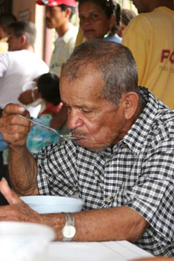 Manuel is grateful for the meals he gets at a USAID-funded assistance center.