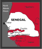 Map of Africa with Senegal highlighted