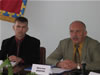 Newly-elected Kovel Mayor Serhiy Kosharuk (left) with his predecessor Yaroslav Shevchuk (right) during a Strategic Planning Committee meeting session six months prior to Kosharuk's election