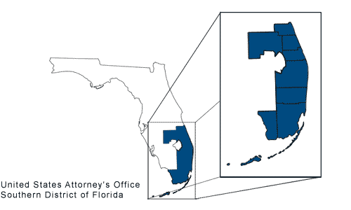 US Attorney's, Southern District of Florida map