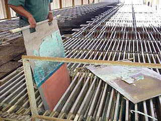 Photograph showing the electrowinning process in Yerington, Nevada.