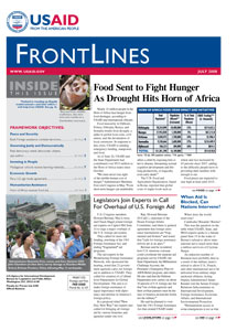 Image: Cover of July  2008 issue of FrontLines - Click on image to download PDF