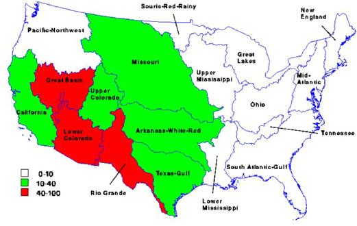 Consumptive water use, United States