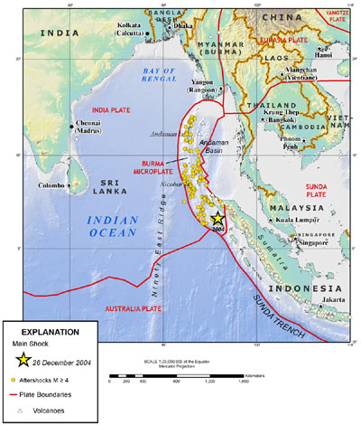 Map showing the tectonic setting of the magnitude 9.0 earthquake that generated the tsunami.