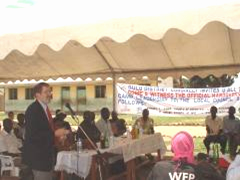 USAID/Uganda Mission Director David Eckerson thanks IDP camp commanders for their dedication and service.