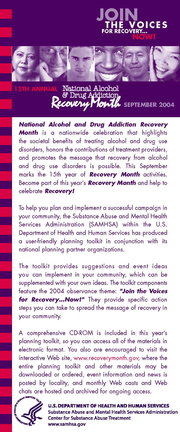 Promotional Card for Recovery Month page 1