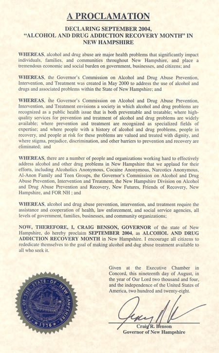 Proclamation for the State of New Hampshire