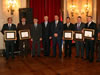 Ambassador Munter with the mayors of the nine municipalities that received certificates and representatives of the Ministries of Interior and Defense.