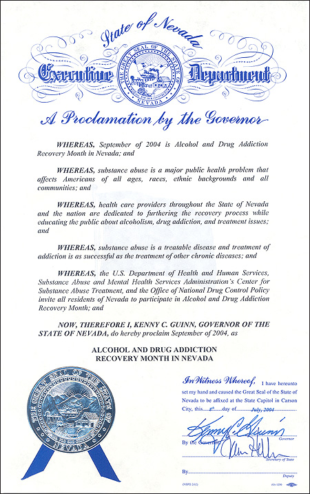 Proclamation for the State of Nevada