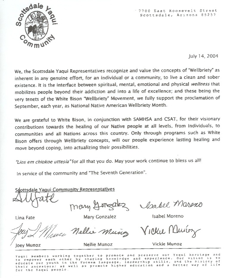 Proclamation for Scottsdale Yaqui Community