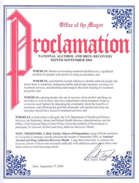 Proclamation for Pennsauken, New Jersey