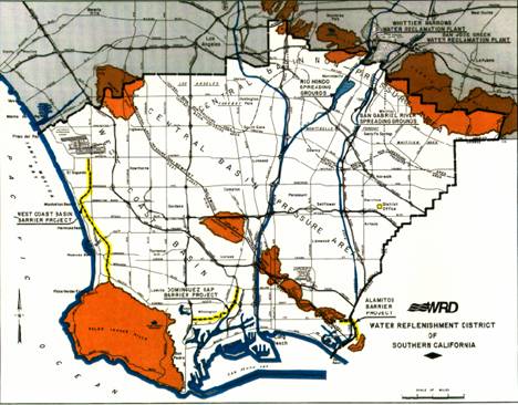 Map showing Water Replenishment District of Southern California