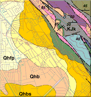 geologic map of part of the San Francisco Bay Area, California, USA