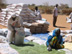 Photo: Sudanese Red Crescent workers bag green split peas.