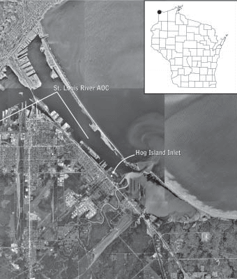 This is an aerial view of the area where contaminated sediment and soil were removed from Newton Creek and Hog Island Inlet