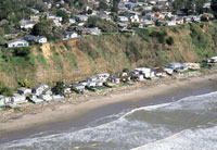 oblique aerial view of a coastal cliff in Aptos, California