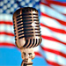 microphone with American flag in background