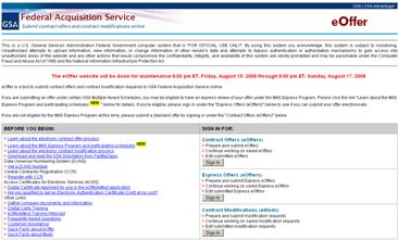 screenshot of eOffer/eMod website