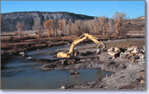 Stream restoration in progress at Uncompahgre River
