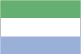 Flag of Sierra Leone is three equal horizontal bands of light green - top - white, and light blue.