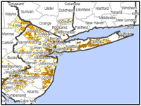 A picture of a map identifying FHA and subprime lending patterns in New York City.
