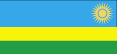 Flag of Rwanda is three horizontal bands of sky blue at top--double width, yellow, and green, with a golden sun with 24 rays near the fly end of the blue band.