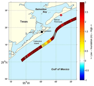 Updated assessment of inundation potential (storm surge minus dune elevation) for Galveston and the Bolivar Peninsula, Texas