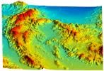 Simi Valley, California, Perspective View of Shaded Relief, color as height