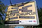 A billboard in Novi Pazar calling on citizens to help stop corruption, part of a campaign supported by the OSCE Mission to Serbia, 22 October 2008. (OSCE/Rasa Nedeljkov)
			