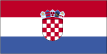 Flag of Croatia is three horizontal bands of red at top, white, and blue, with Croatian coat of arms in center.