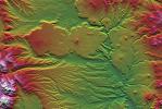 SRTM Colored Height and Shaded Relief: Las Bayas, Argentina