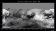 This global digital map of Titan was created using data taken by the Cassini spacecraft Imaging Science Subsystem (ISS)