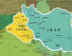 Map of Iraq and Iran