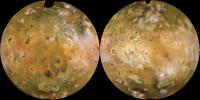 Io Shown in Lambertian Equal Area Projection and in Approximately Natural Color