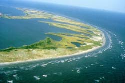 oblique airphoto of Breton Island taken in October 1993