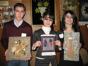 The Student Companies team from School no.164 in Baku present their handicrafts for competition judging