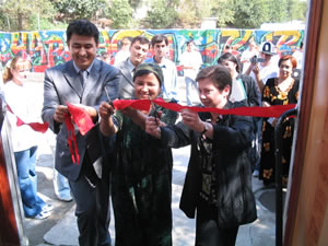 USAID Country Director, City Mayor, and a representative from the President's Office launch the new Center of Excellence in Family Medicine in Konibodom