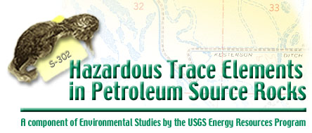 image of title graphic with link to image of bird element in image map, hazardous trace elements in petroleum source rocks, a component of environmental studies by the usgs energy resources program
