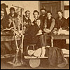 Photograph of students with cadaver
