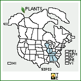 Distribution of Silphium pinnatifidum Elliot. . 