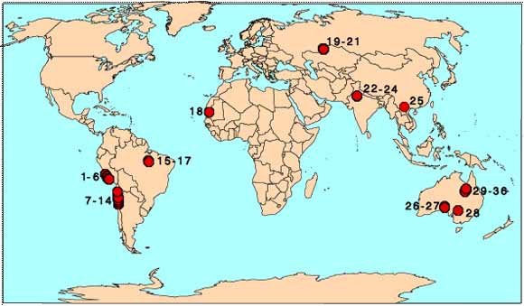 map of the world showing deposit locations