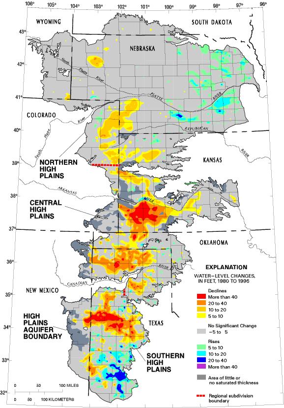 Water Level Changes in the Highplains Aquifer