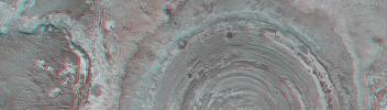 Partially-Exhumed Crater in Northern Terra Meridiani: Stereo Anaglyph of overlapping coverage in M04-01289 and E17-01676