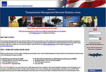 Screenshot of TMSS login page