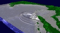 2004 Indian Ocean tsunami computer model (exaggerated wave heights)