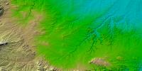 SRTM Colored Height and Shaded Relief: Piñon Canyon region, Colorado