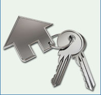 Picture of keys with a house keychain