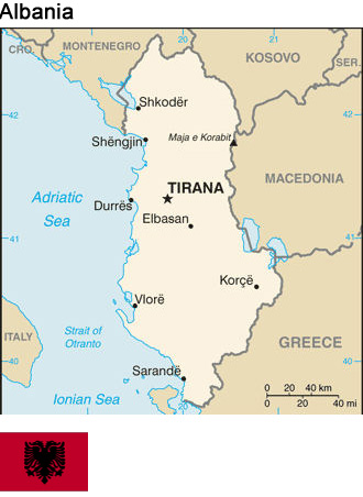 Albania: Map and flag